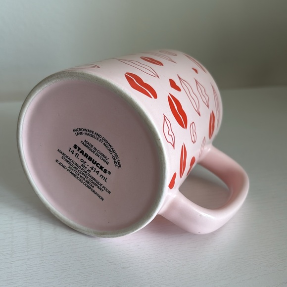 Starbucks 2020 Pink Red Lips Hearts Valentines Coffee Mug Cup Kissing Love - Picture 8 of 13